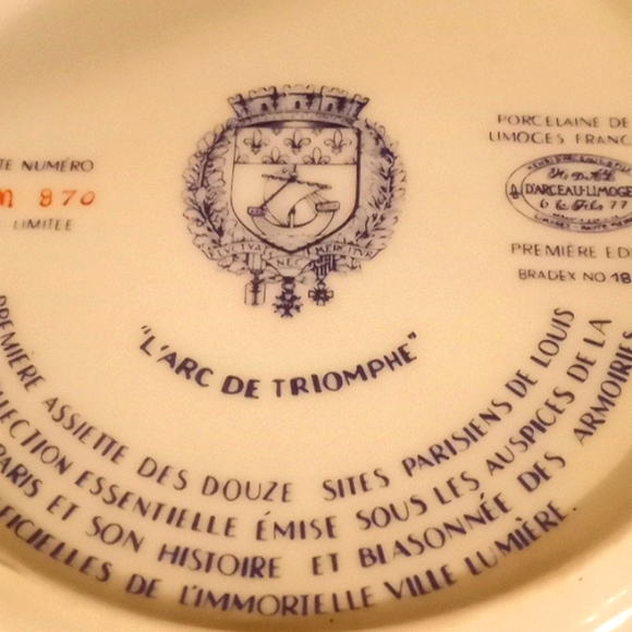 L' Arc de Triomphe du Carrousel Collector Plate - Picture 8 of 12